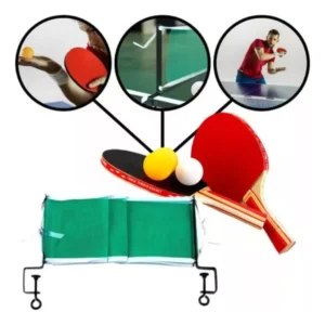Kit Ping Pong Tênis De Mesa – 2 Raquetes + 3 Bolas + 1 Rede