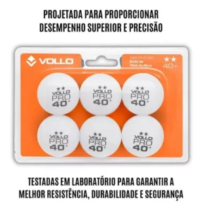 Bolas Ping Pong Tenis De Mesa 2 Estrelas Vollo 6 Bolinhas Cor Branco